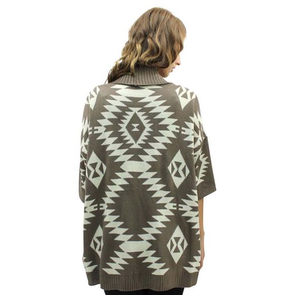 Aztec Print Open Front Cardigan Sweater - Picture 4 of 4